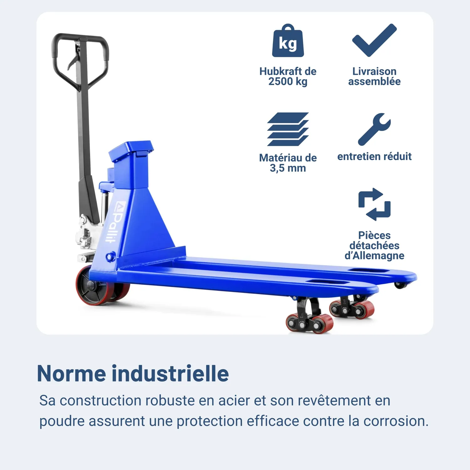 Pallit Scale+ transpalette peseur 2500 kg 1150 mm 0,5 kg