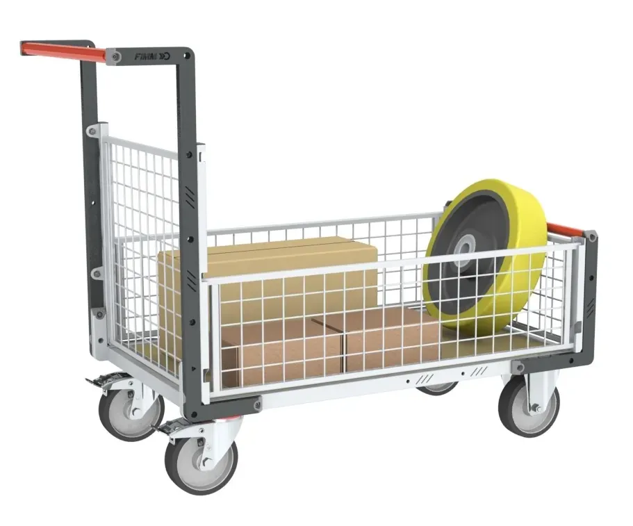 Fimm chariot grillagé 500 kg plateau bois 3 ridelles