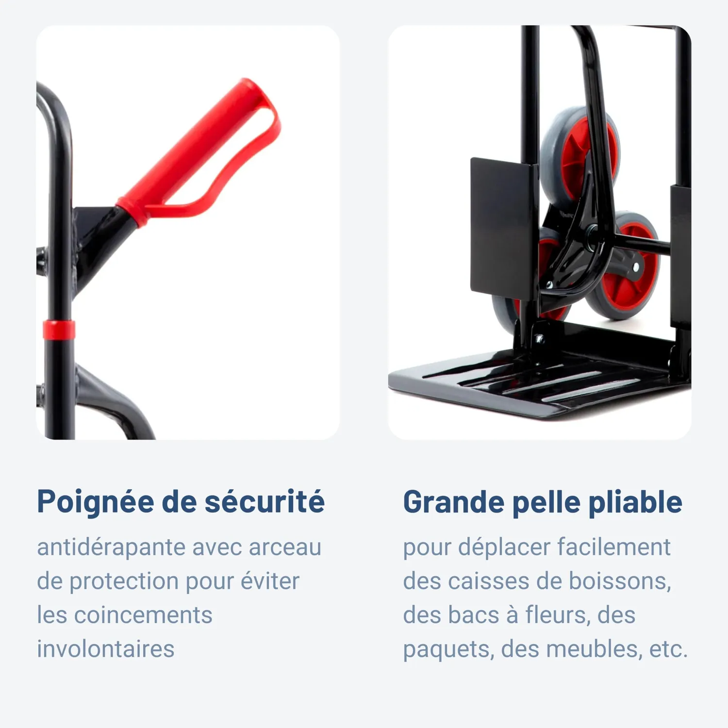 Pallit diable monte-escalier pliable 120 kg 3 roues
