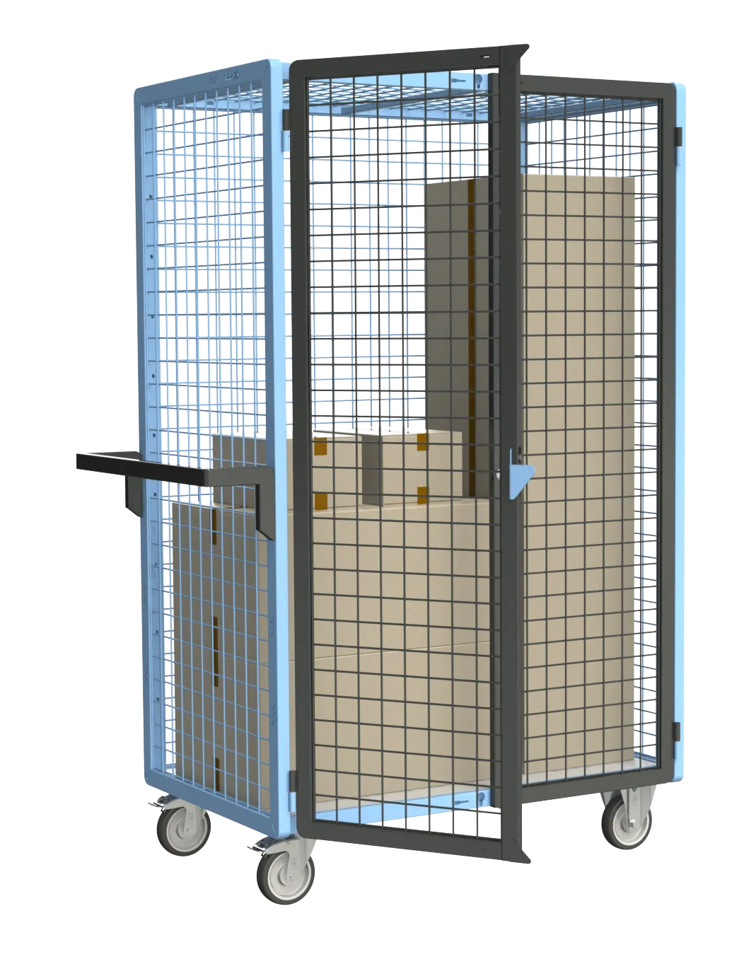 Fimm Servante grillagée 4 côtés verrouillable 500 kg bois