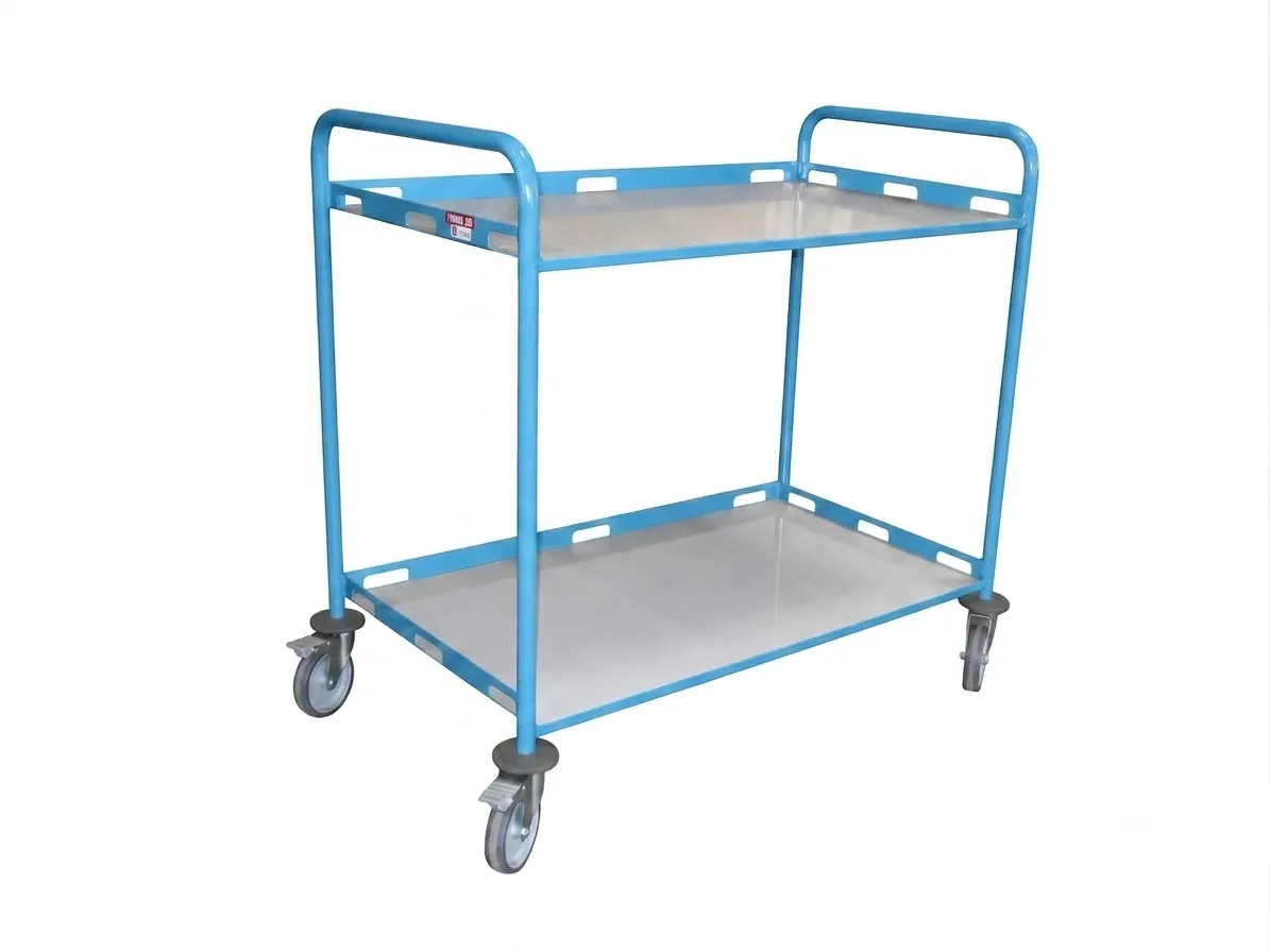 Fimm tôle ajourée desserte 2 plateaux 200 kg bleue