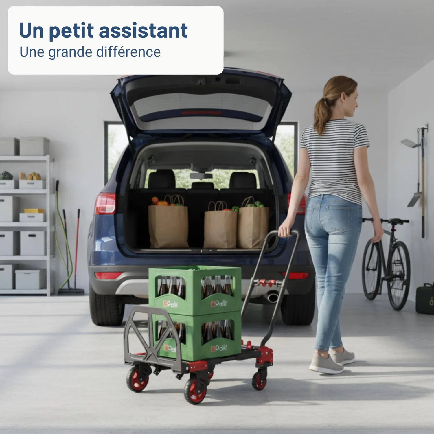 Pallit Diable Pliant 2 en 1 chariot plateau acier