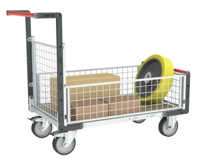 Fimm chariot grillagé 500 kg plateau bois 3 ridelles