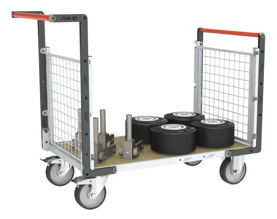 Fimm Chariot grillagé 2 dossiers plateau bois 500 kg