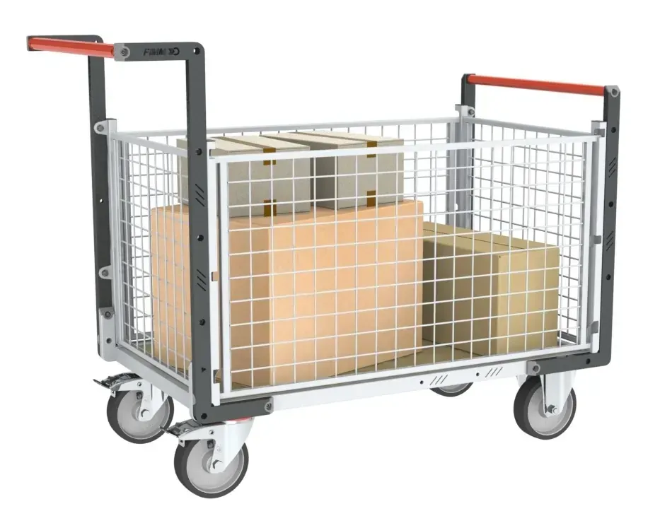 Fimm chariot grillagé 2 dossiers 2 ridelles bois 500 kg