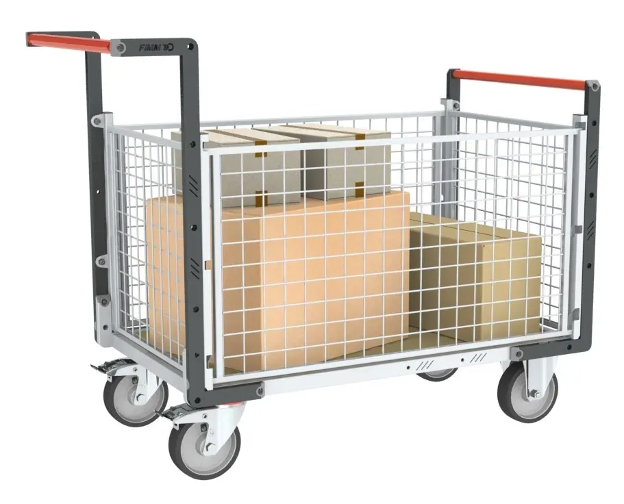 Fimm chariot grillagé 2 dossiers 2 ridelles bois 500 kg