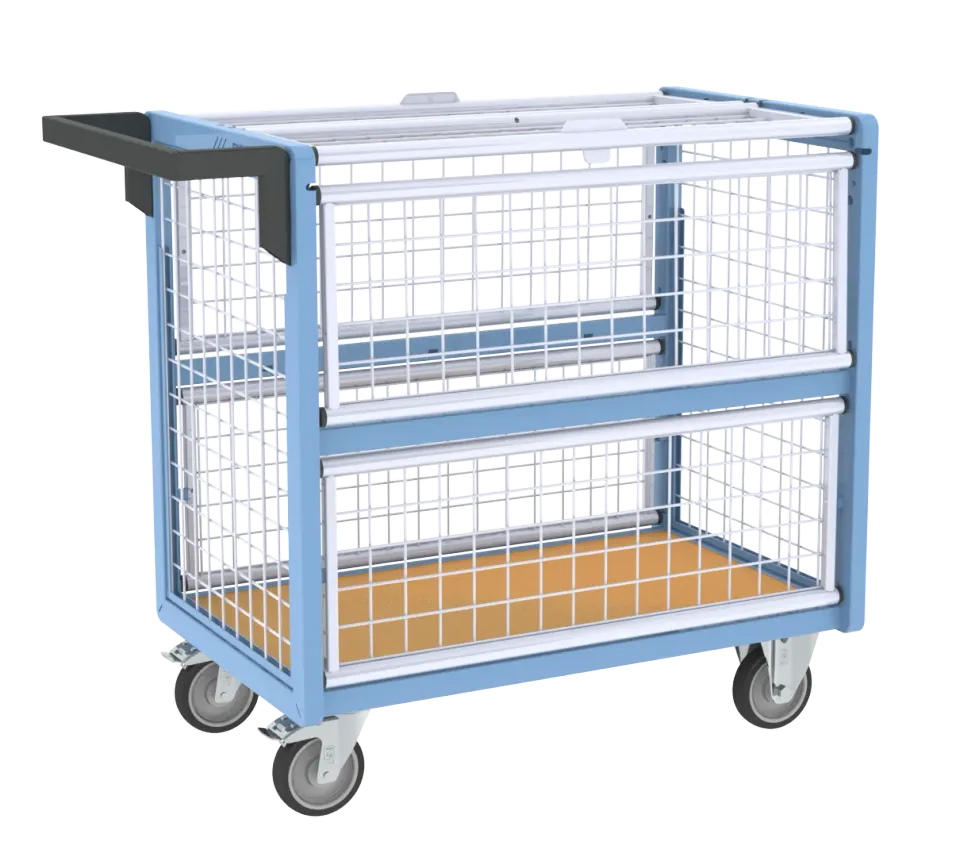 Fimm Chariot conteneur grillagé toit 500 kg cadenas