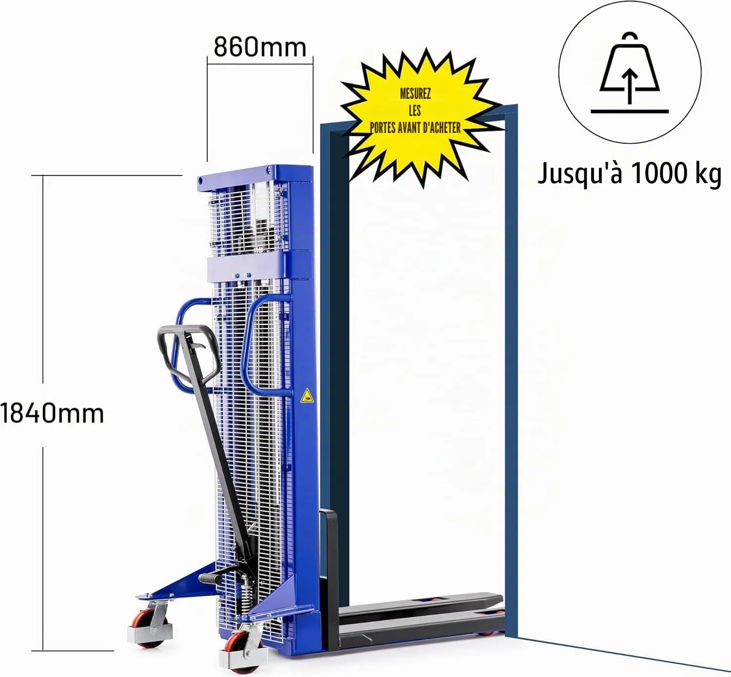 Pallit LIFT-XL gerbeur manuel 1000 kg hauteur 2,5 m