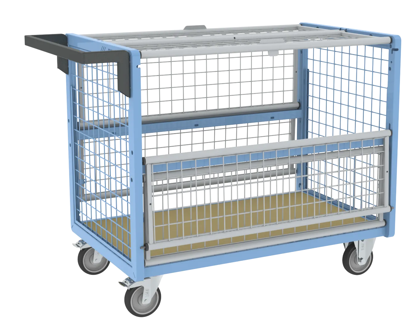Fimm Chariot conteneur grillagé toit 500 kg cadenas