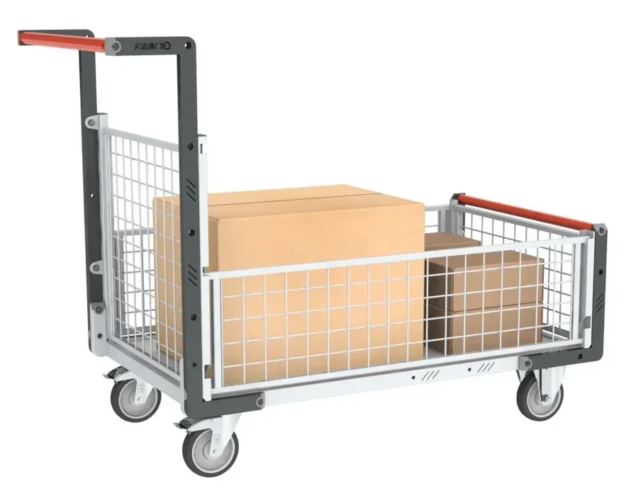 Fimm chariot grillagé 1 dossier 3 demi-ridelles 250 kg