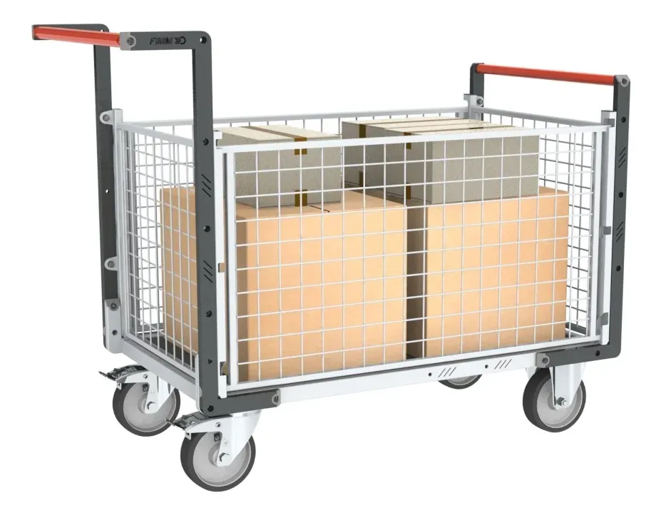 Fimm Chariot grillagé 500 kg plateau bois antidérapant