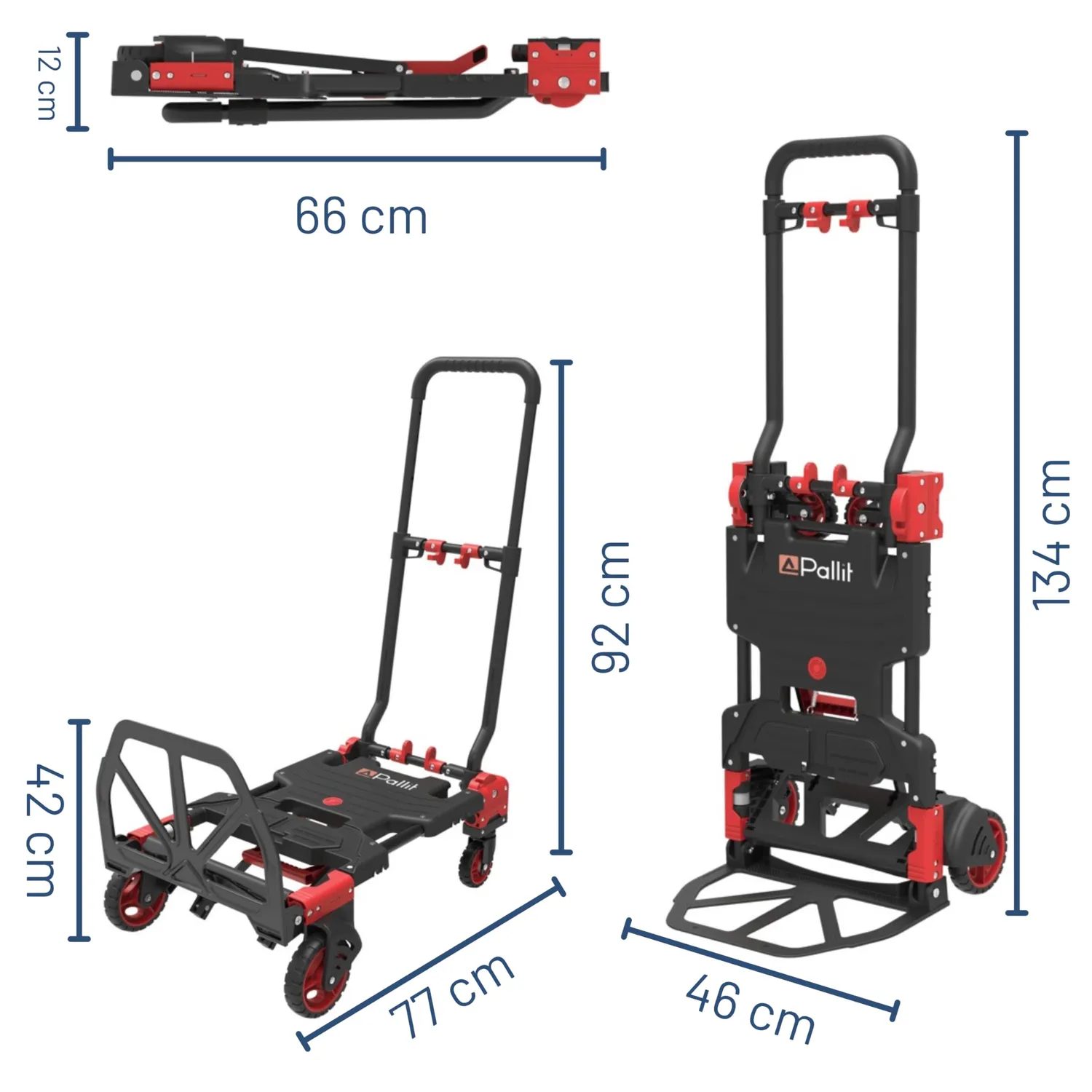 Pallit Diable Pliant 2 en 1 chariot plateau acier