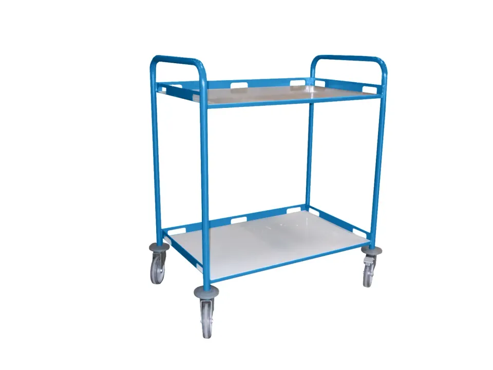 Fimm tôle ajourée desserte 2 plateaux 200 kg bleue