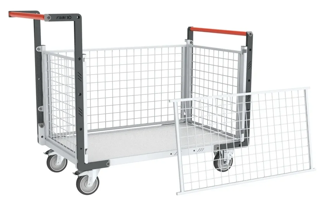 Fimm chariot grillagé plateau bois 250 kg 2 ridelles