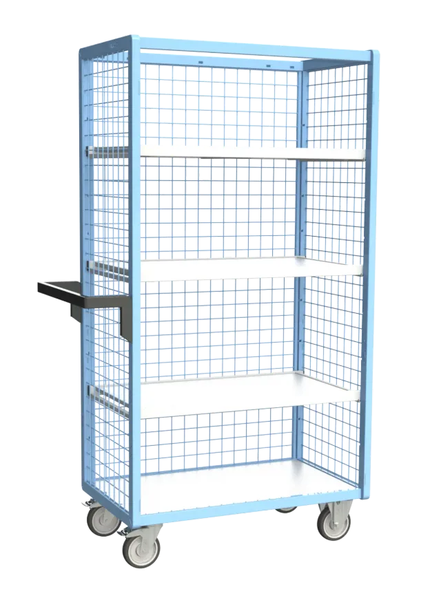 Fimm Servante grillagée 3 côtés 3 étagères plateau bois 500 kg