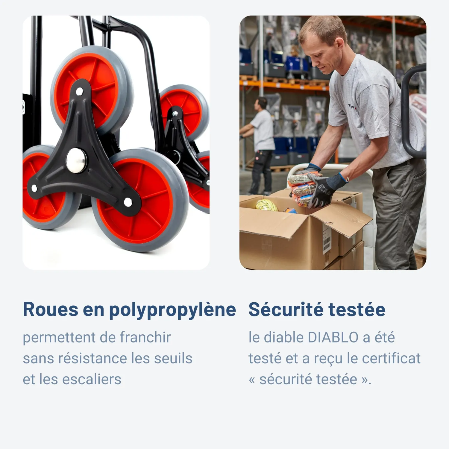 Pallit diable monte-escalier pliable 120 kg 3 roues