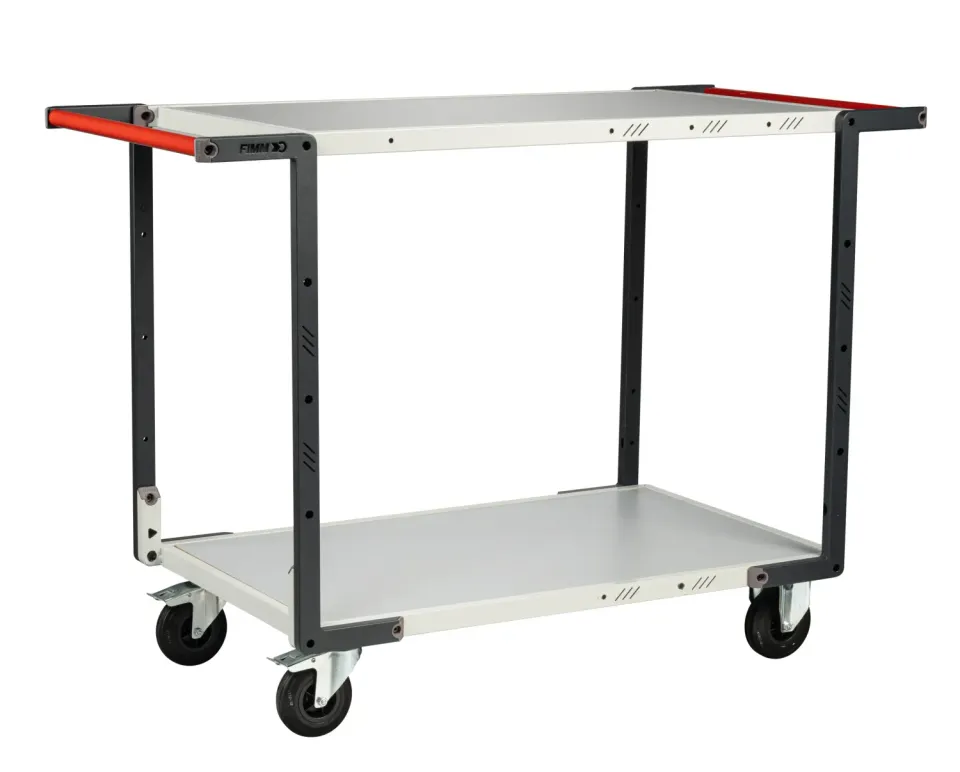 Fimm Servante Flatpack 2 plateaux mélaminé 250 kg double poignée
