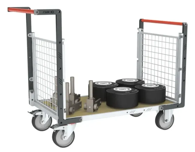 Fimm Chariot grillagé 2 dossiers plateau bois 500 kg