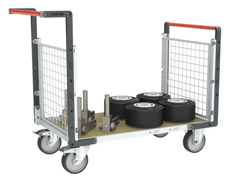 Fimm Chariot grillagé 2 dossiers plateau bois 500 kg
