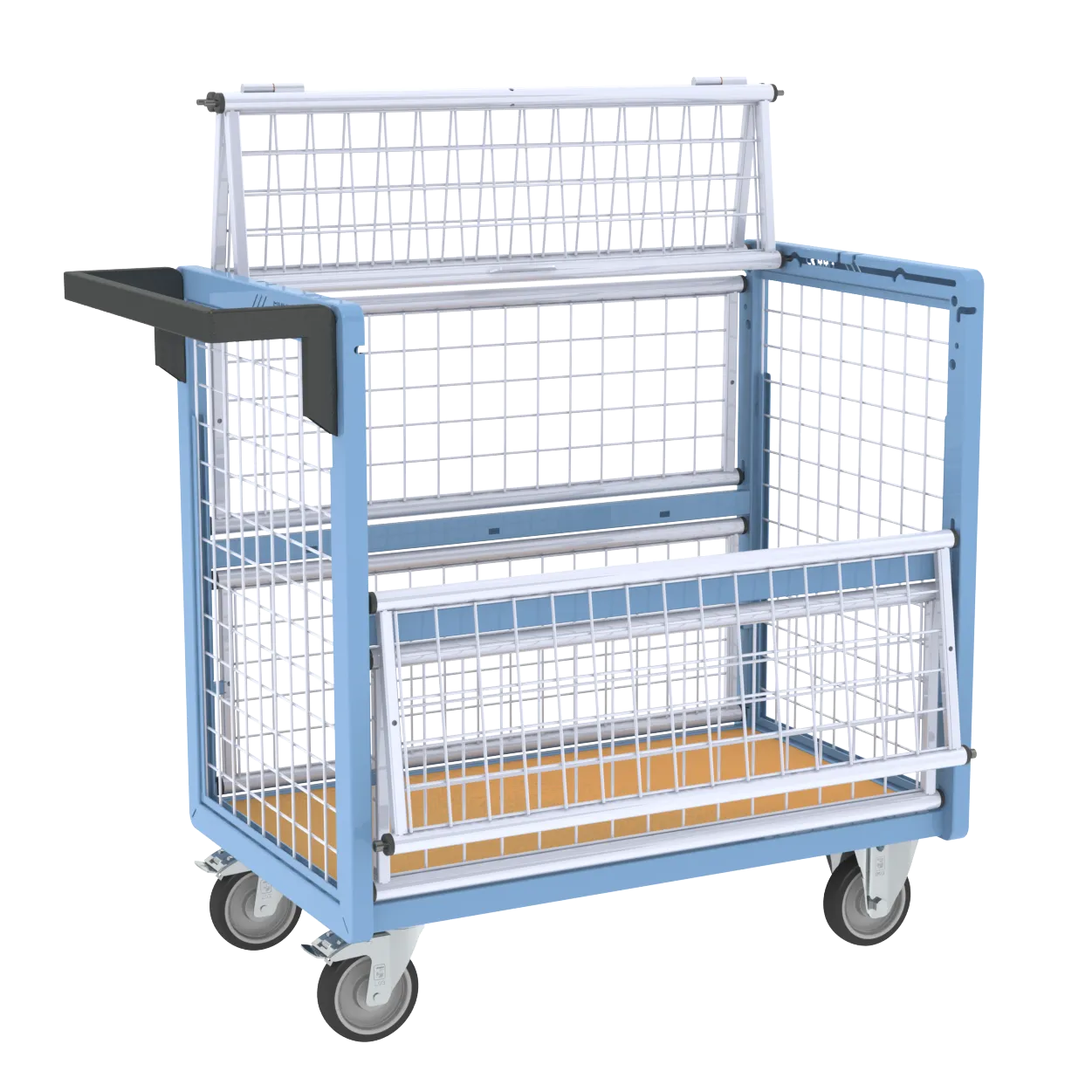 Fimm Chariot conteneur grillagé toit 500 kg cadenas