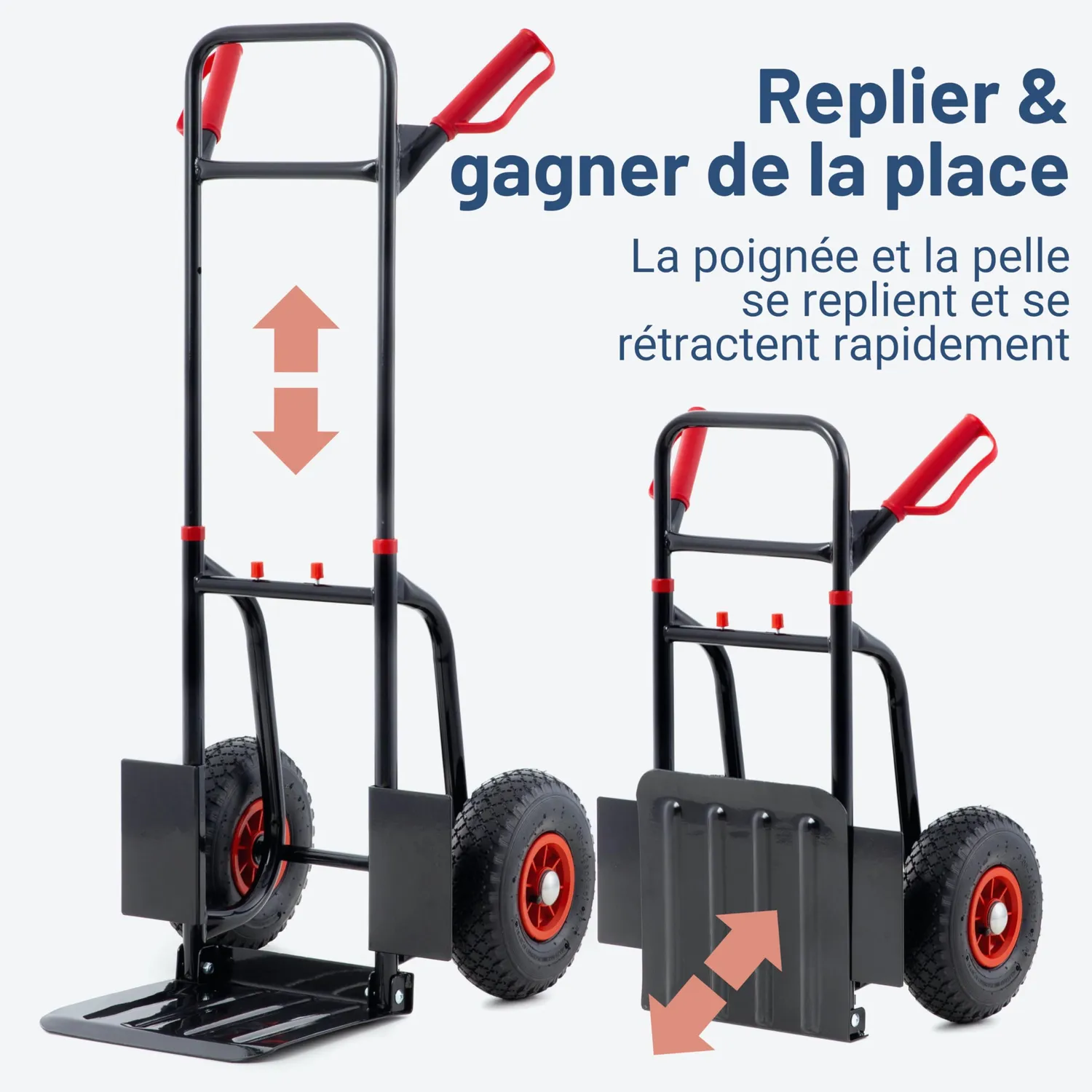 Pallit diable pliant 200 kg acier roues 250 mm