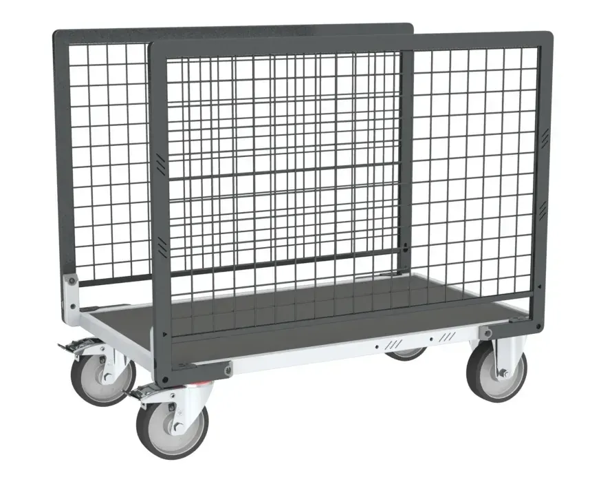 Fimm Chariot grillagé 2 ridelles plateau bois 500 kg