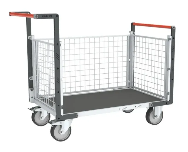 Fimm Chariot grillagé 500 kg 2 dossiers plateau bois tapis