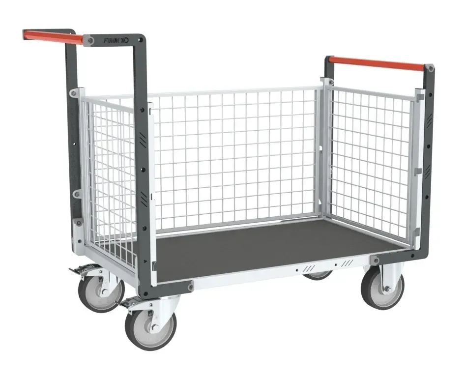 Fimm Chariot grillagé 500 kg 2 dossiers plateau bois tapis