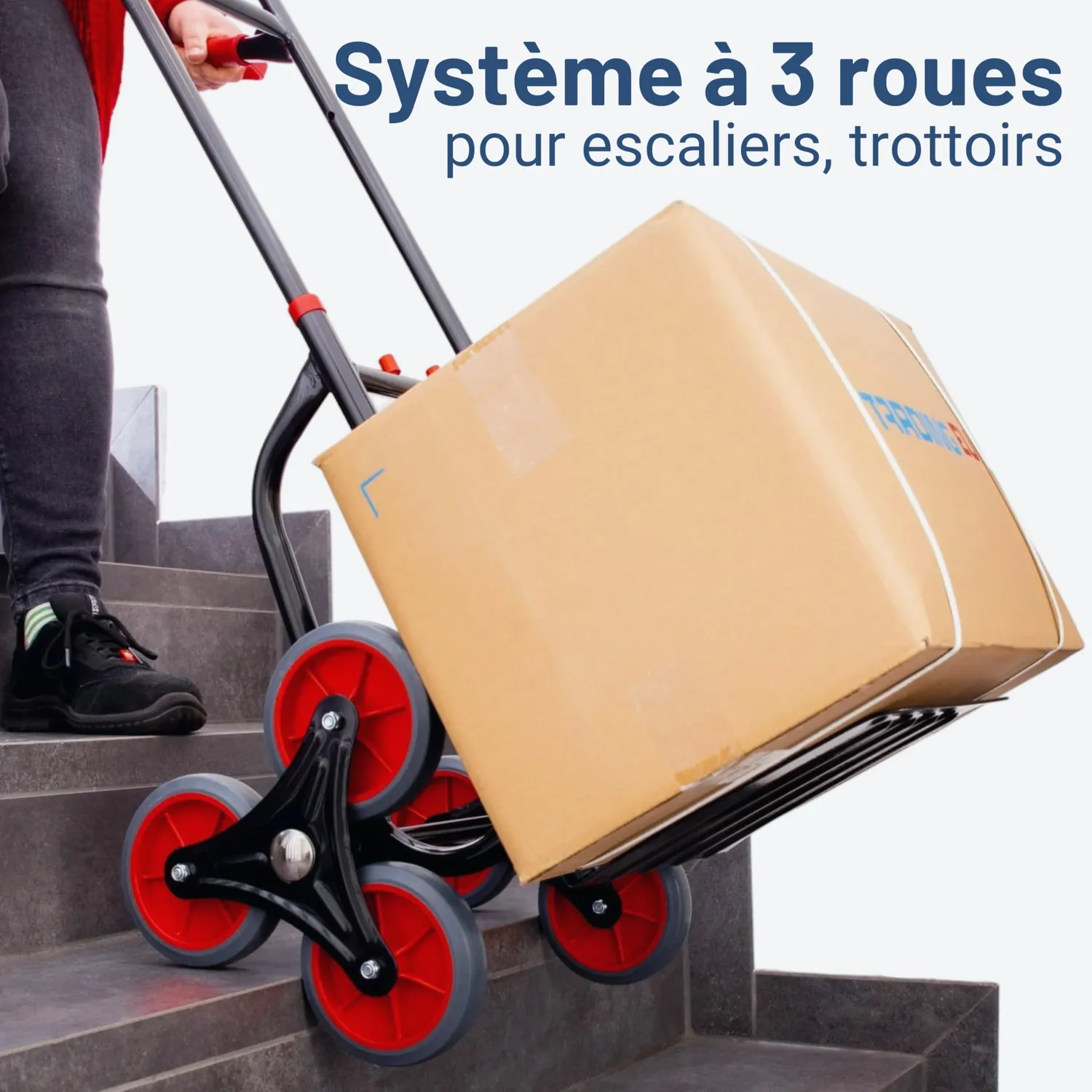 Pallit diable monte-escalier pliable 120 kg 3 roues