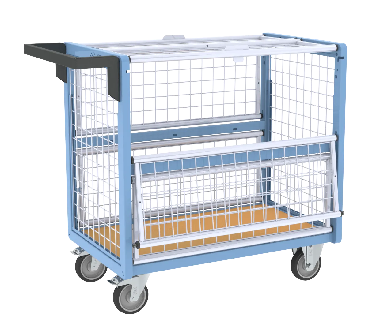 Fimm Chariot conteneur grillagé toit 500 kg cadenas