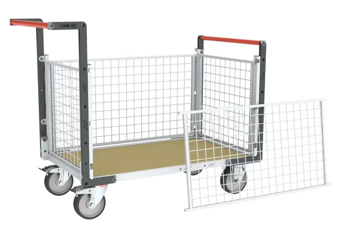 Fimm chariot grillagé 2 dossiers 2 ridelles bois 500 kg