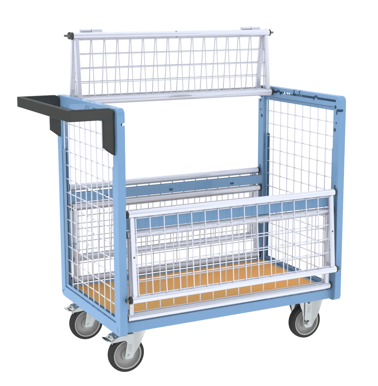 Fimm Chariot conteneur grillagé toit 500 kg cadenas