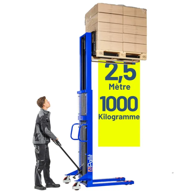 Pallit LIFT-XL gerbeur manuel 1000 kg hauteur 2,5 m