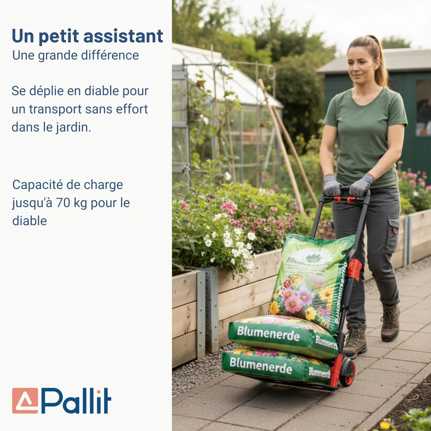 Pallit Diable Pliant 2 en 1 chariot plateau acier