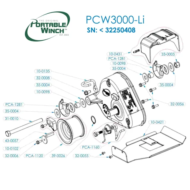 Portable Winch PCW3000-Li pièce détachée treuil