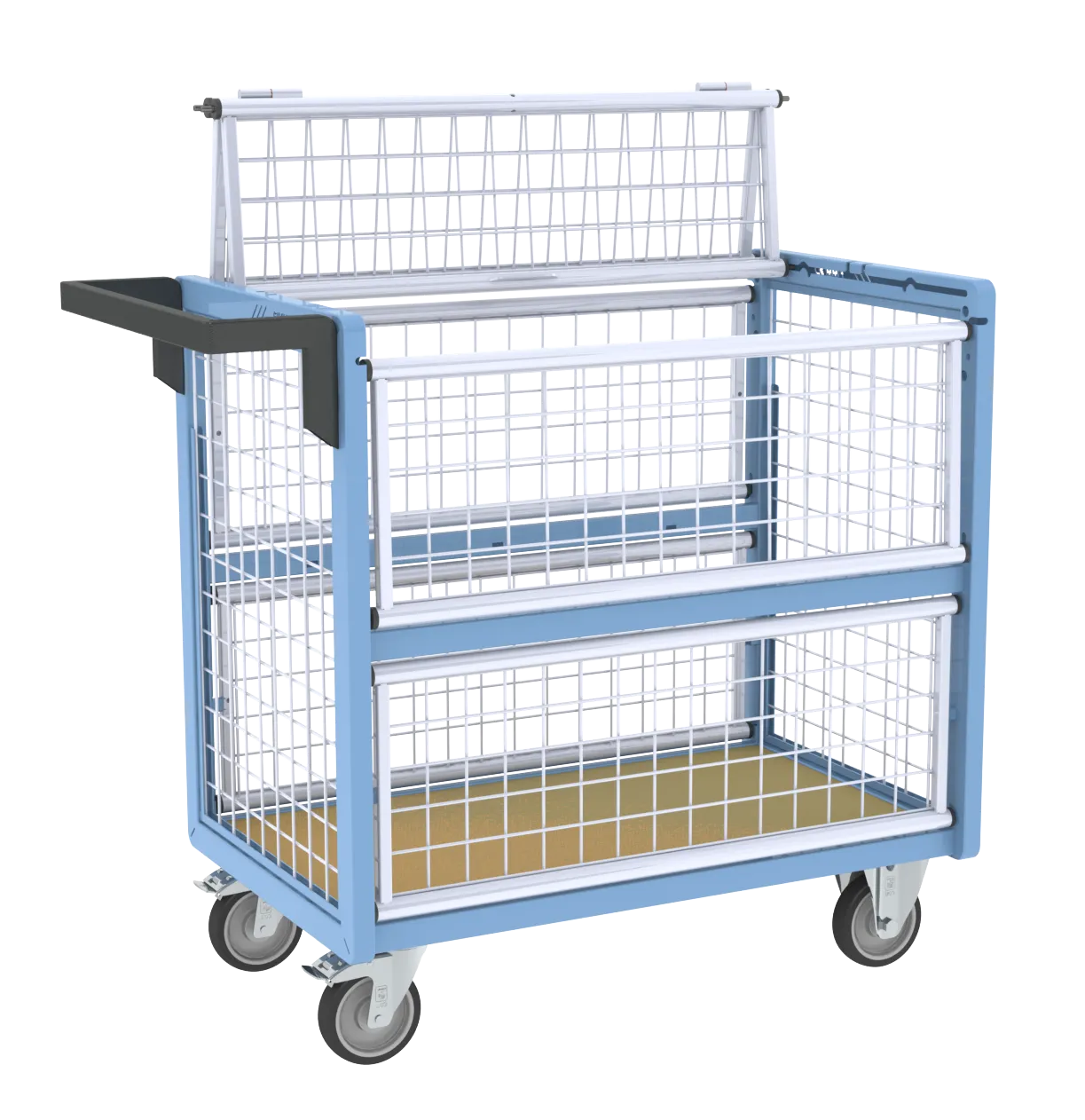 Fimm Chariot conteneur grillagé toit 500 kg cadenas