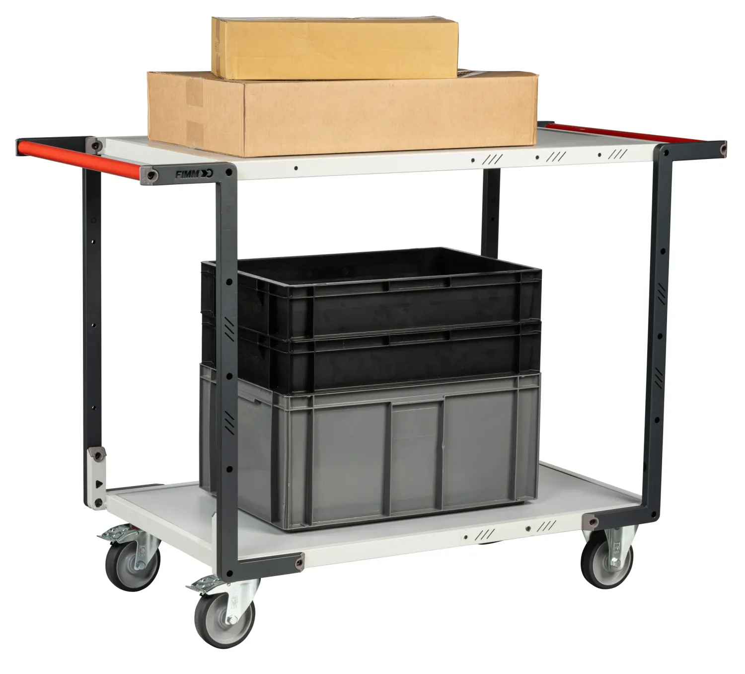 Fimm Servante Flatpack 2 plateaux mélaminé 250 kg double poignée