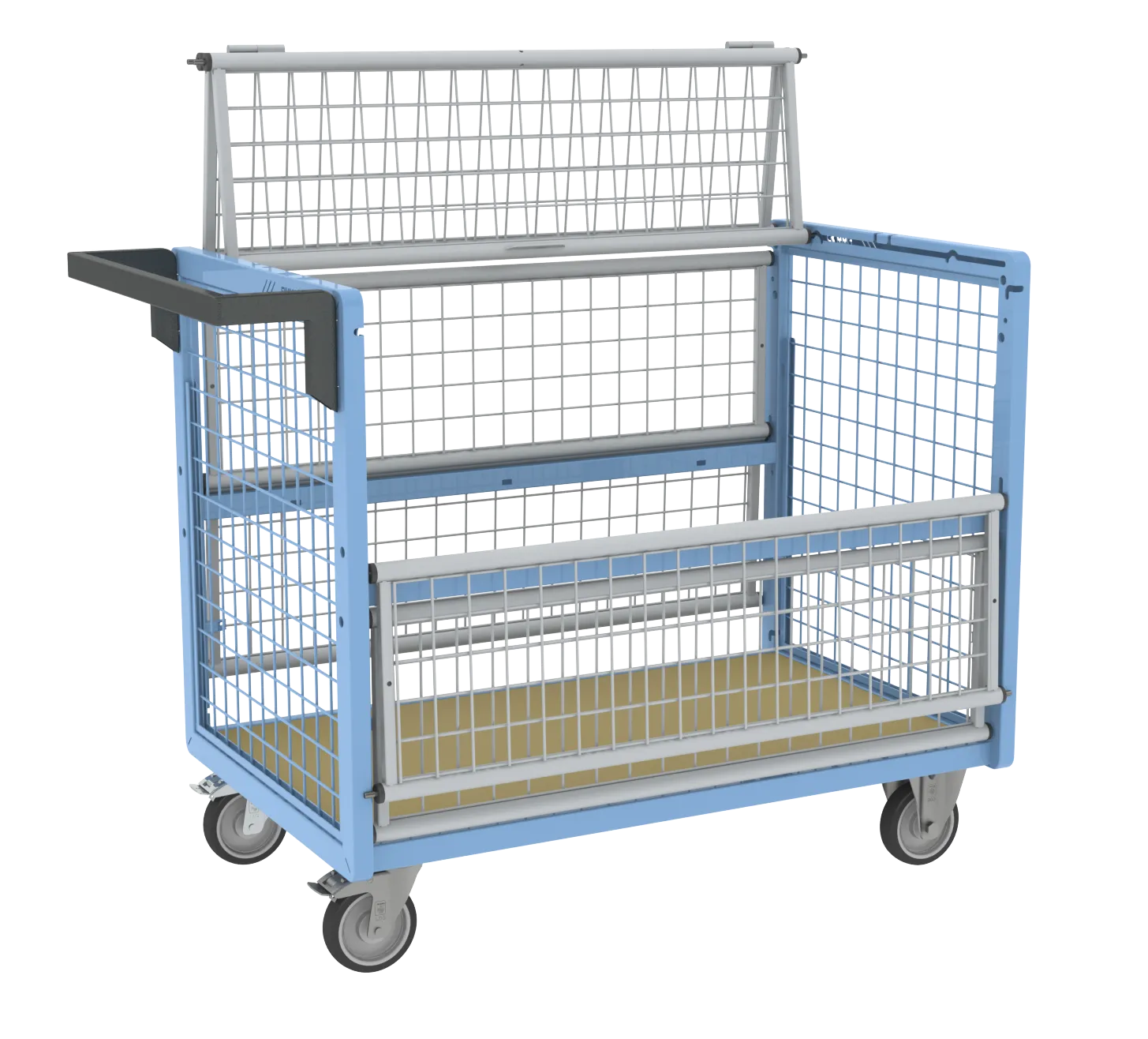 Fimm Chariot conteneur grillagé toit 500 kg cadenas