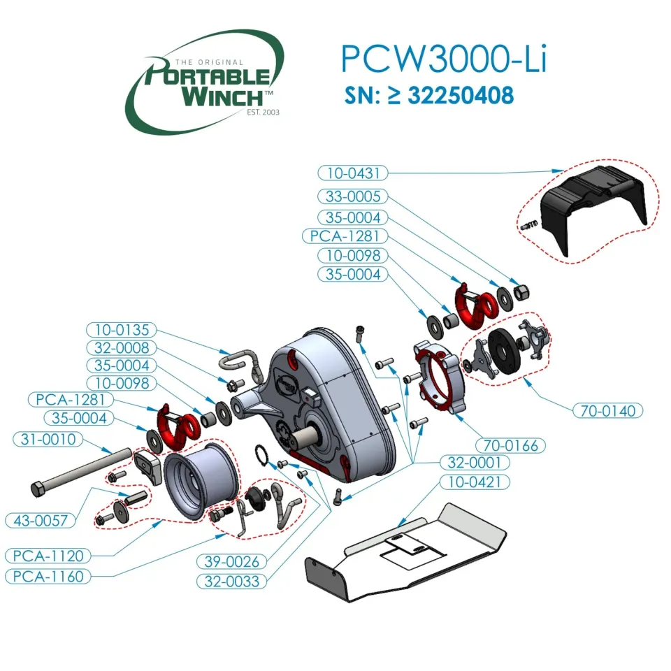 Portable Winch PCW3000-Li pièce de rechange treuil unité
