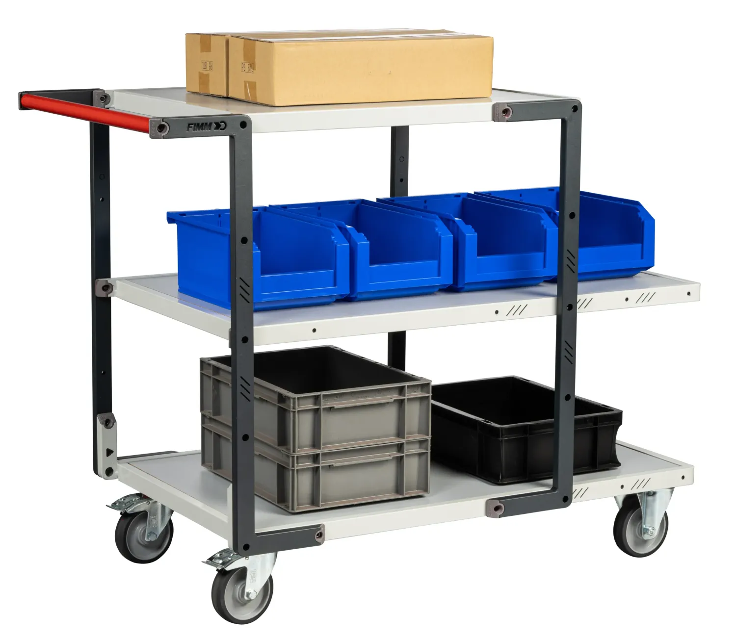 Fimm Flatpack servante 3 plateaux mélaminé 250 kg