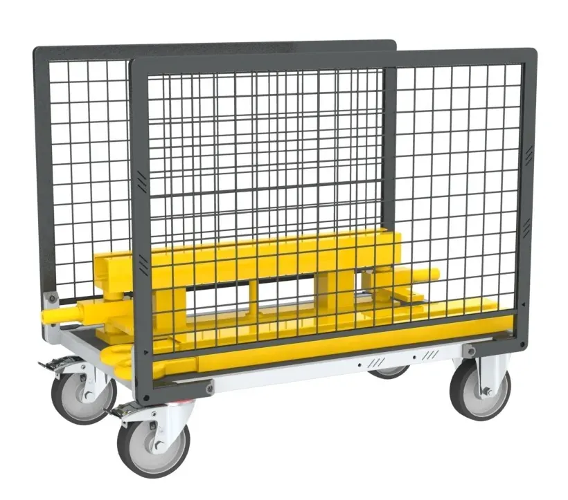 Fimm Chariot grillagé 2 ridelles plateau bois 500 kg