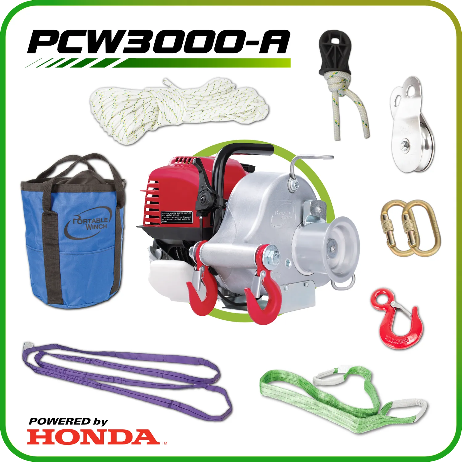 Portable Winch PRO PCW3000 treuil essence 700 kg avec élingue