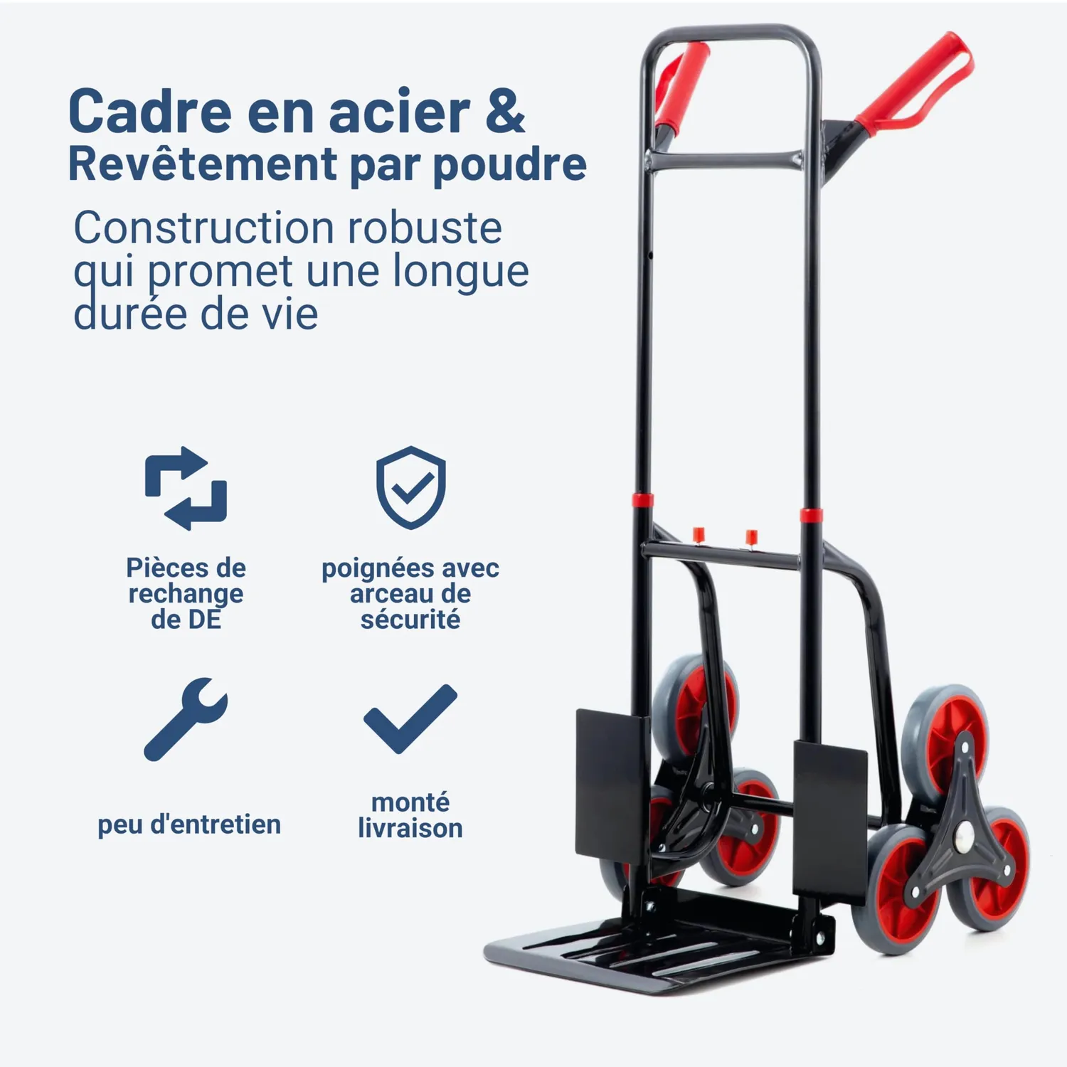 Pallit diable monte-escalier pliable 120 kg 3 roues