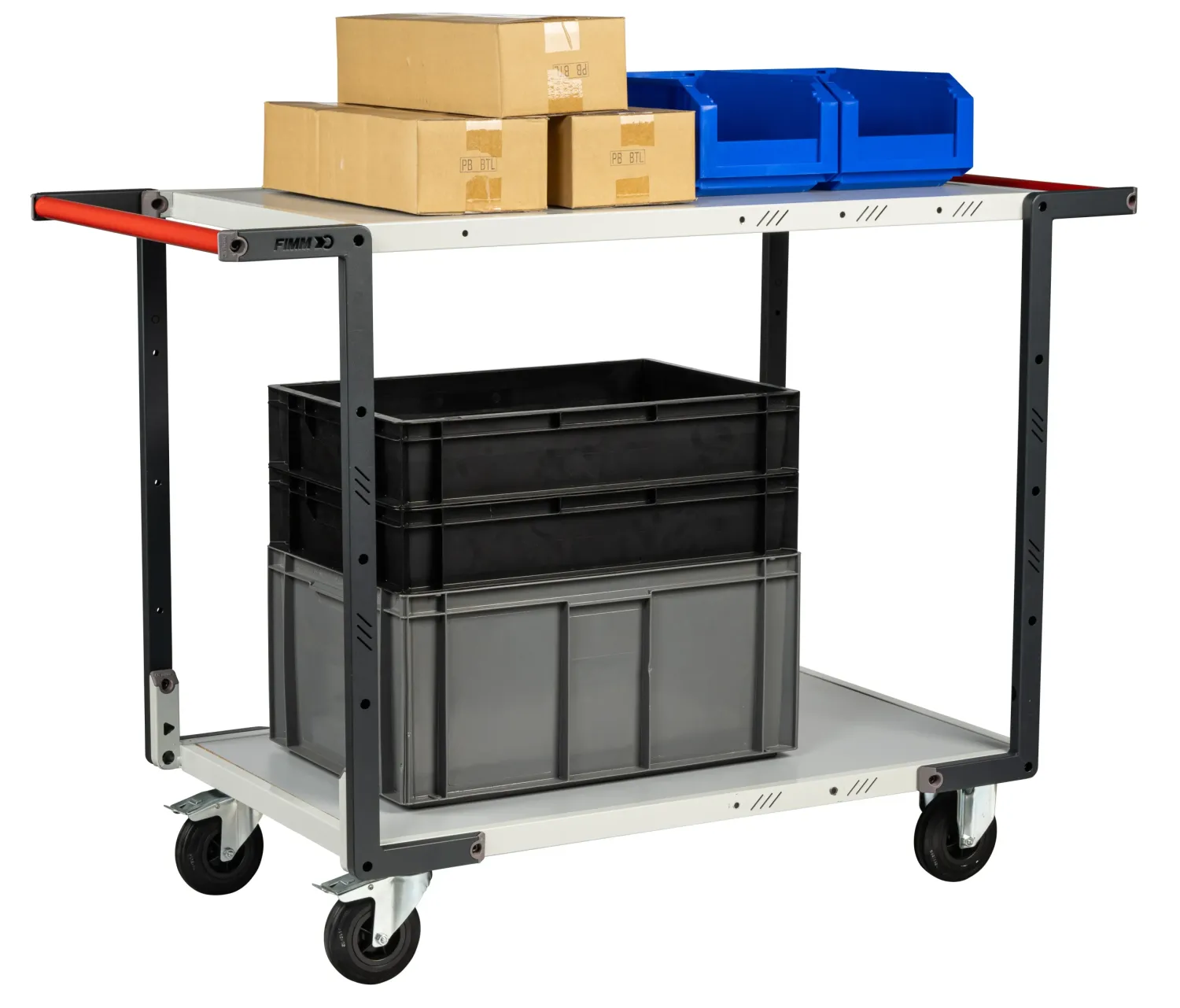 Fimm Servante Flatpack 2 plateaux mélaminé 250 kg double poignée